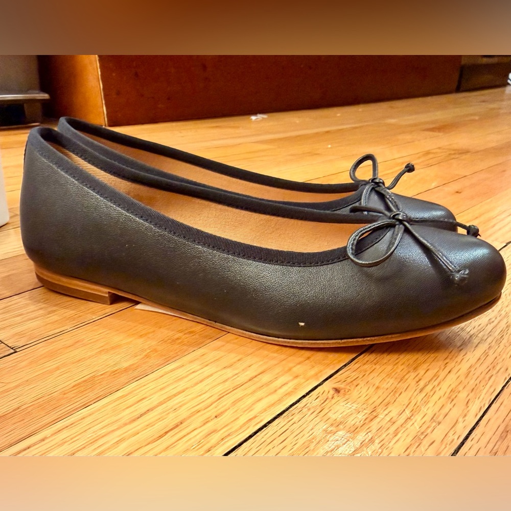 Quince Black Italian Leather Bow Ballet Flats